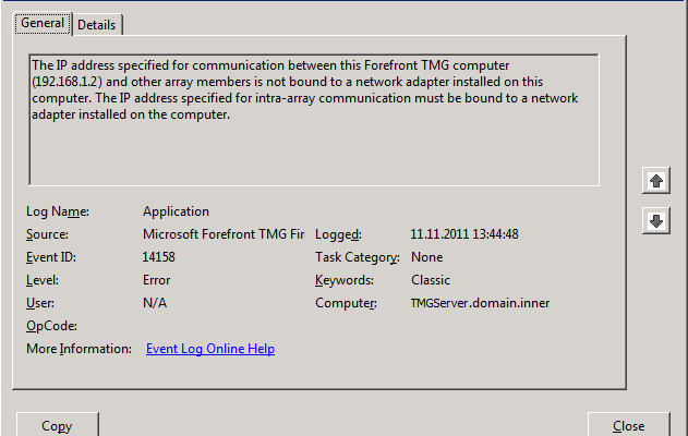 EventID 14158 entry in Event Log
