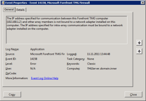 EventID 14158 entry in Event Log EventID 14158 entry in Event Log