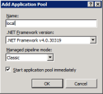 Пул приложений узла local Пул приложений узла local с Asp.Net v4.0