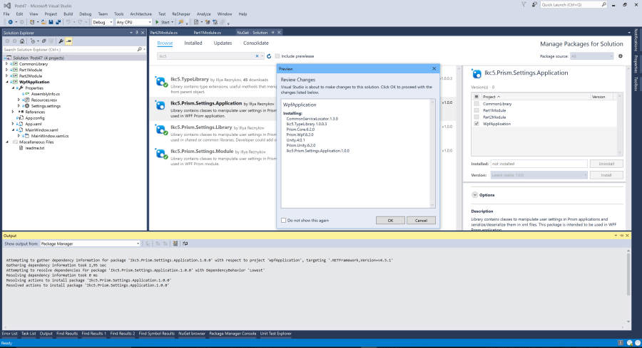 WpfApplication - add Ikc5.Prism.Settings.Application