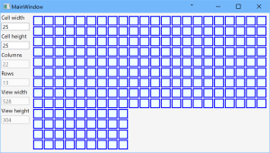 Grid 22x13 with cell 25x25 until resizing