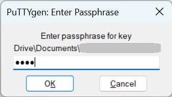 PuTTYgen: Enter Passphrase